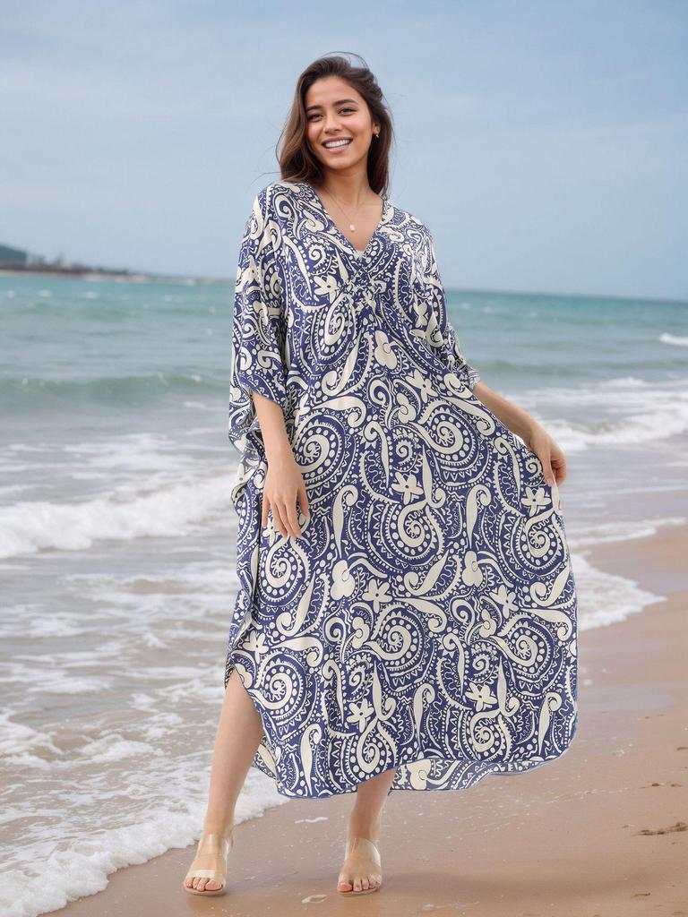 Rayon Handmade Knitted Beach Cover-Up, Plus Size, Long Robe, Bikini Sun Protection, 16 Colors Available