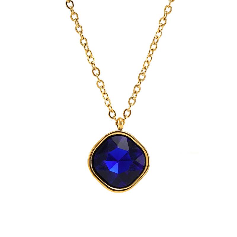 Minimalist Square Zircon Necklace - 18K Stainless Steel Rhombus Pendant Clavicle Chain for Women