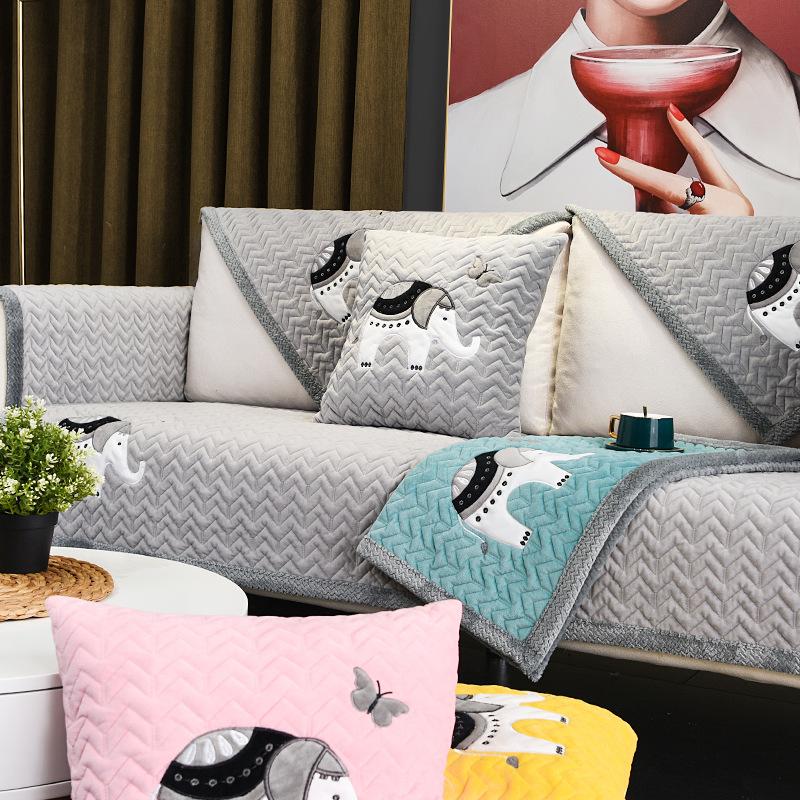 

Подушка для кожаного дивана в стиле легкой роскоши, Нескользящая, Простая плюшевая подушка для зимы, Универсальный утолщенный чехол для всех сезонов 70*70cm