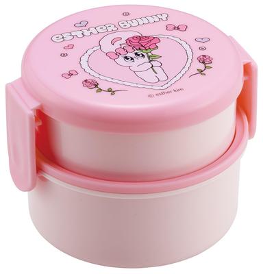 Runde Bento-Box 500ml Zwei mit Made in Esther Box, Fassungsvermögen, Etagen, Gabel, Japan, Hase, ONWR1-A