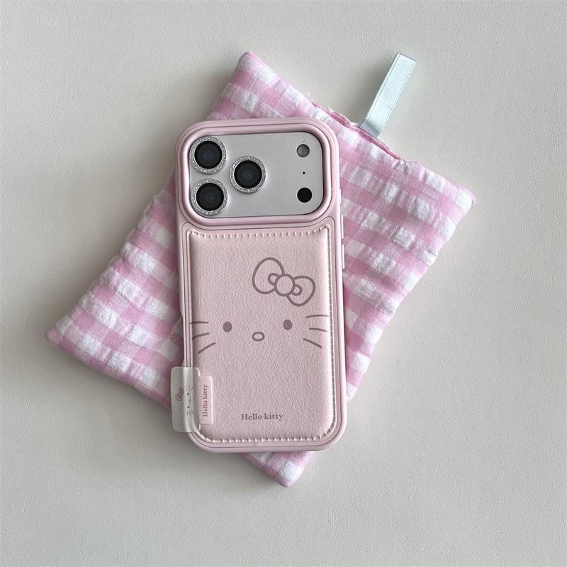 Hello Kitty Pink Leather Phone Case for iPhone 17/16 Pro Max/15/14