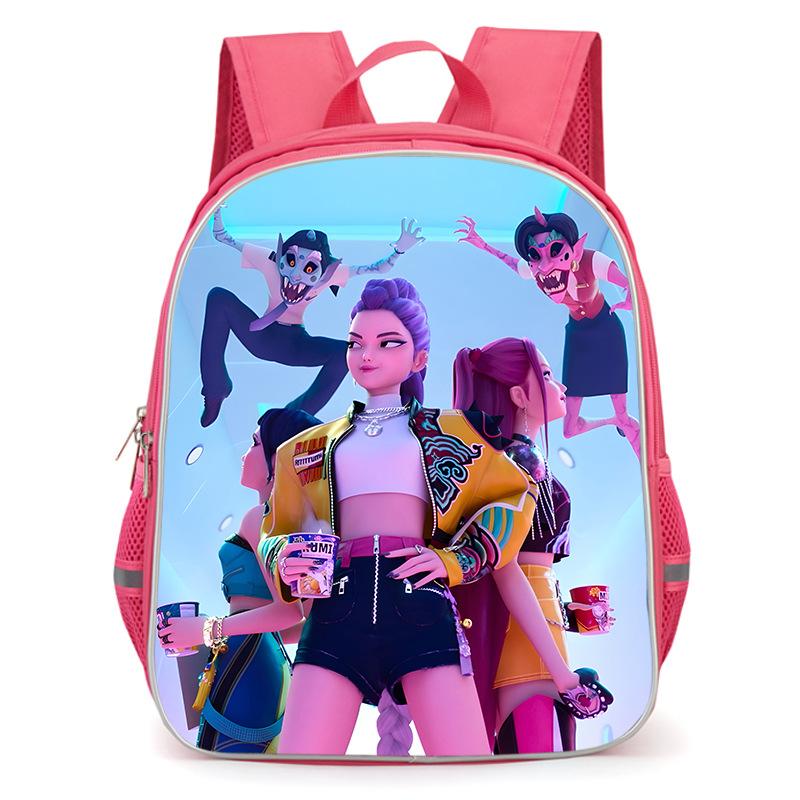 Small Witch Hunters Backpack Pink Children S School Bag K-Pop: Demonhunters Large Capacity School Bag Red trumpet 14inch