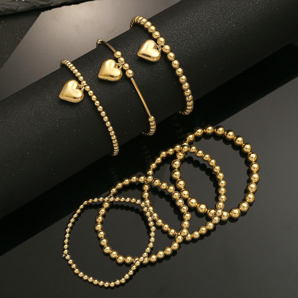 Hot-selling CCB round bead love pendant elastic beaded bracelet set versatile jewelry women