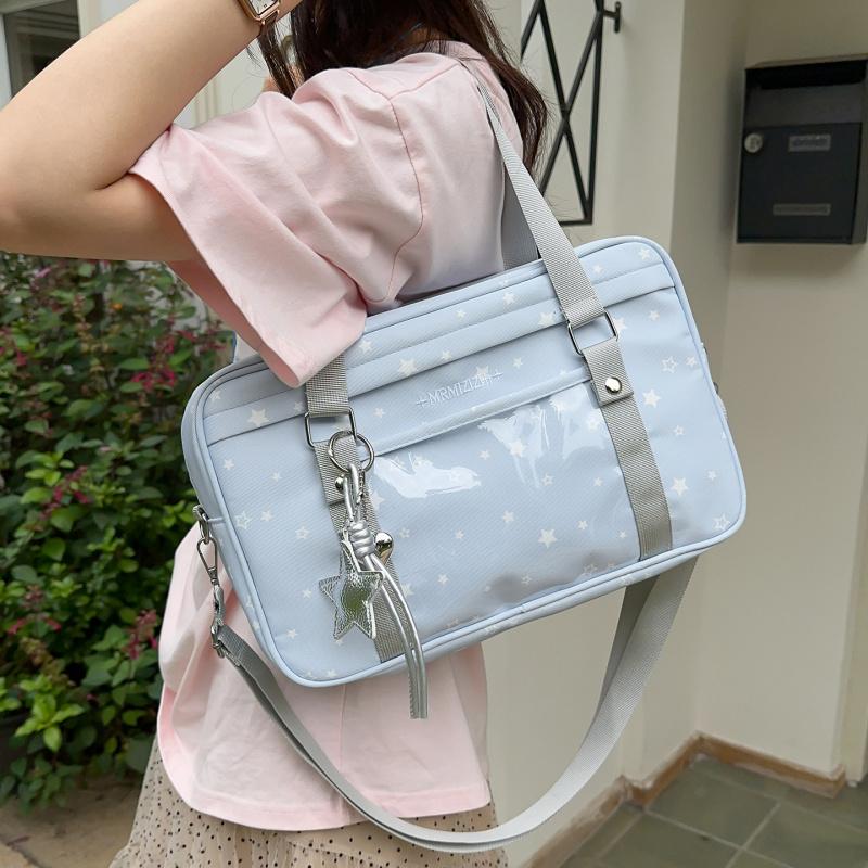 Kawaii Japanese Polka Dot Ita Bag Casual Crossbody Shoulder Bag Cute Anime Badge Display Handbag for Students Girls Daily Use