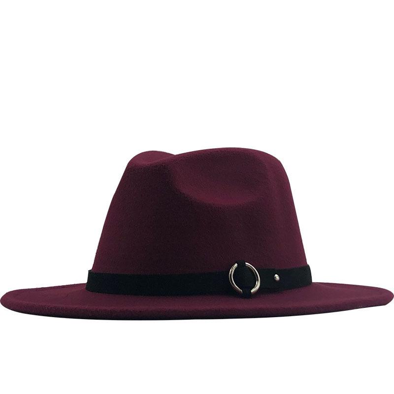 Autumn and Winter New Woolen Top Hat Flat-brimmed Big Eave Hat Versatile Straight-edged Jazz Hat Church Hat
