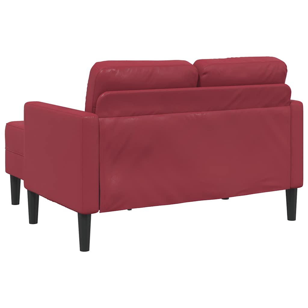 2 Seater Sofa with Chaise Longue L Shaped Burgundy 125 cm Artificial Leather