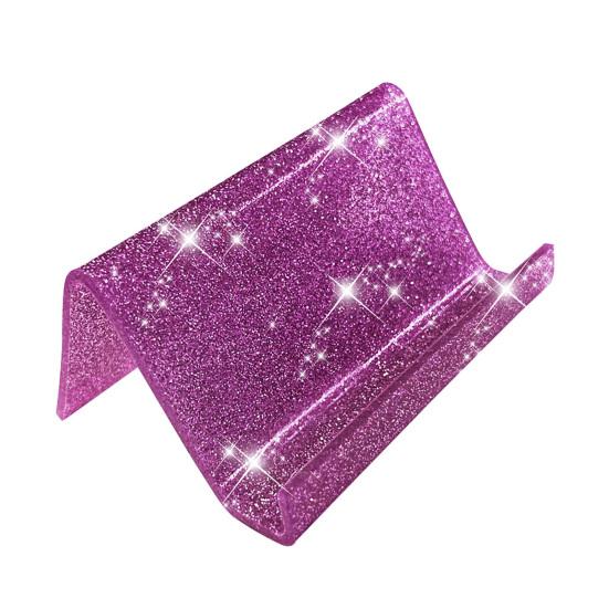 Acrylic Business Card Holder for Desk Sequin Glitter Desktop Name Card Organizer Stand for Home Office