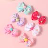 2PCS New Cute Princess Fashion Solid Heart Bow Lovely Girls Hairpins Children Headwear Hairgrip Hair Clips Hair Accessories