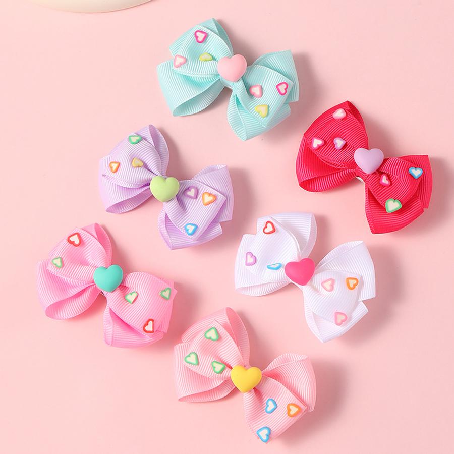 2PCS New Cute Princess Fashion Solid Heart Bow Lovely Girls Hairpins Children Headwear Hairgrip Hair Clips Hair Accessories