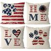 GAGEC 4th of July Pillow Covers 18x18 Inch N Flag Funny Paws Patriotic Pillows Independence Day Pillowcase Decor for Sofa