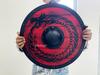 Handmade Wooden Viking Shield: Ouroboros Dragon, Battleworn Finish