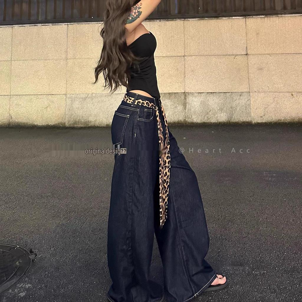 Y2K Leopardendruck Schmaler Seidenschal & Taillengürtel für Damen