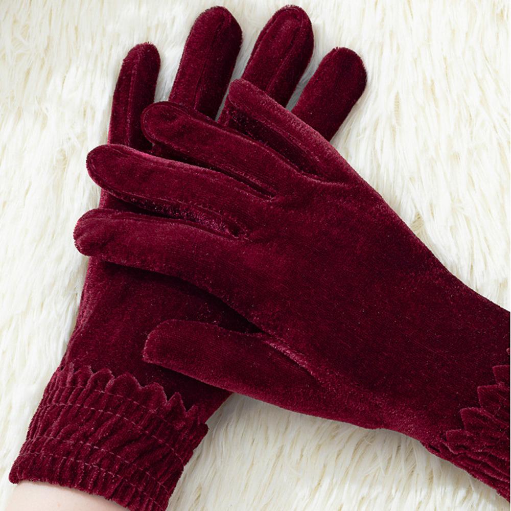 Party Radfahren Warm Weich Herbst Damen Fahrhandschuhe Gold Samt Handschuhe Elastische Vollfinger Fäustlinge