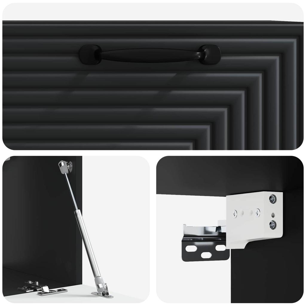 Wall Mounted TV Cabinet Black 59.5 X 31 X 30 Cm