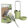 Automatic Bird Feeder and Waterer for Parakeets, Cage Attachable, for Feeding and Watering Small Birds and Java Sparrows, Set of 2 (Green)