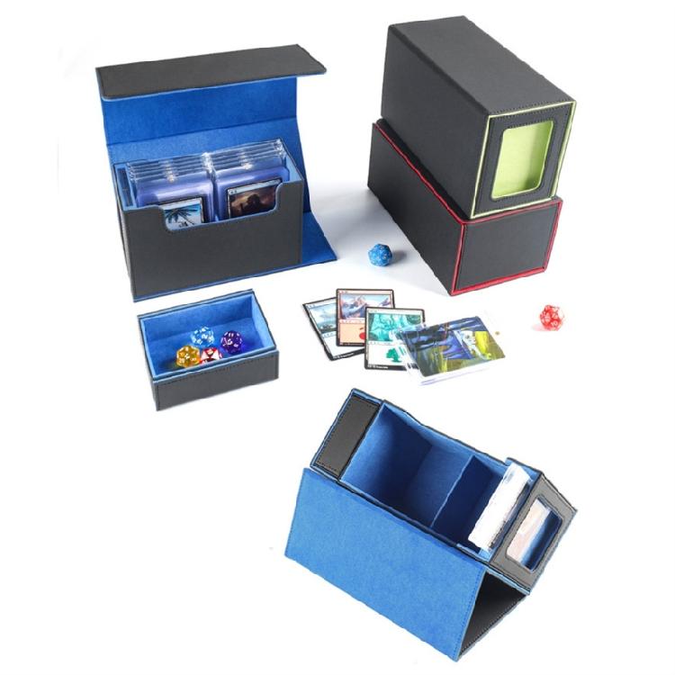 PU Card Deck Box with Dice Tray Game Card Collectors Scratch Resistant Card Storage Case Game Card Carrying Organizers