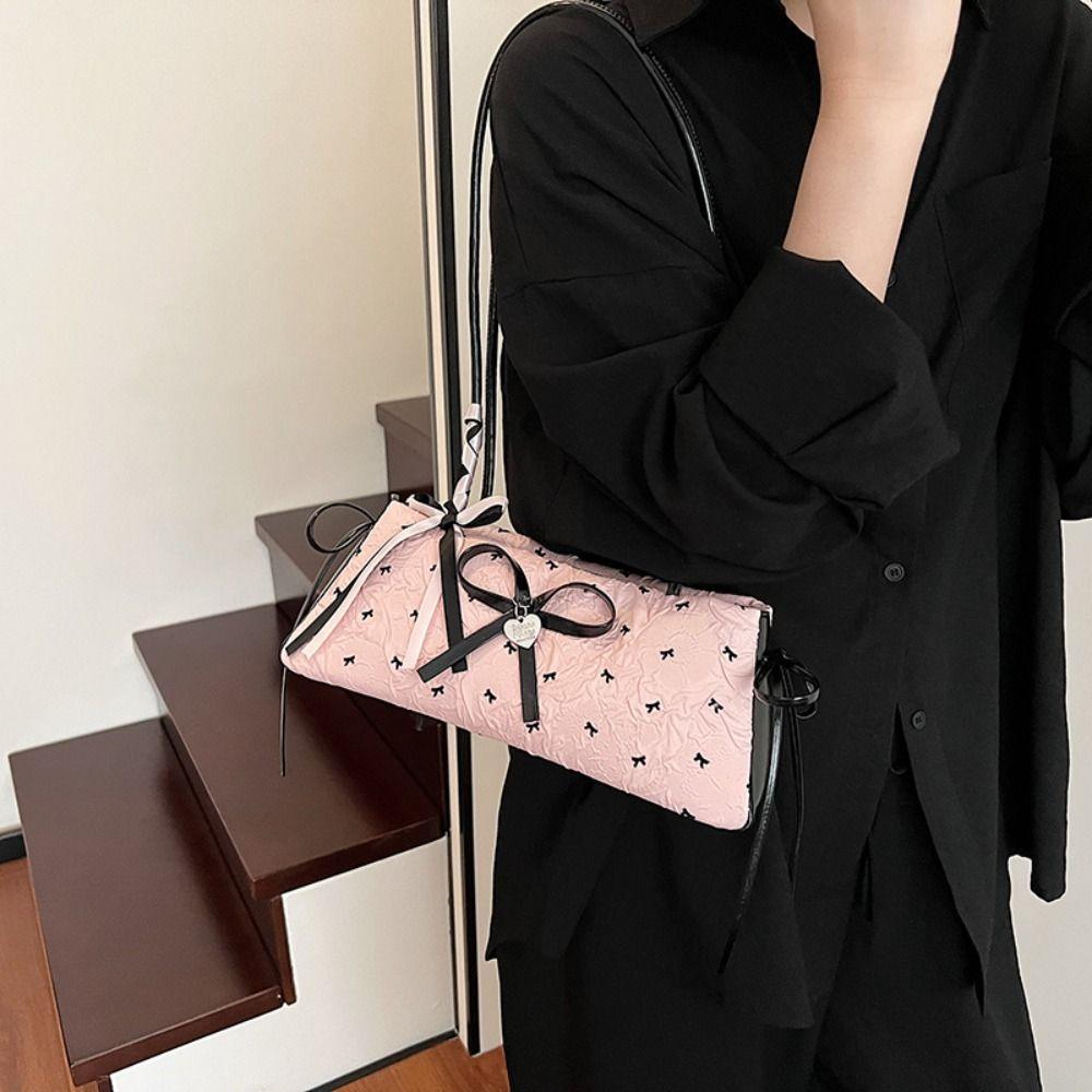 French French Stick Underarm Bag Sweet Armpit Bag Portable Bow Ribbon Shoulder Bag  Female