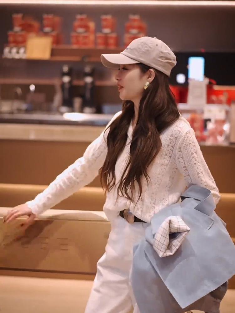 Women's Spring 2025 Lace Long Sleeve Hooded Cardigan Top