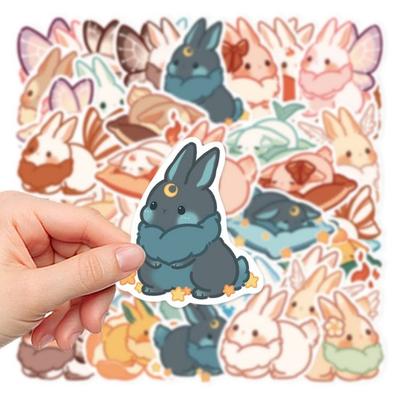 40Pcs/Set Cartoon Sticker Self-Adhesive Waterproof Heat-resistant Non-fading Cheese Rabbit Rich Pattern Stationery Sticker Notebook Supply