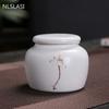 Ceramic Tea Caddy Small Mini Portable Oolong Tea Storage Tank Travel Tea Boxes Powder Sealed Jar Tea Containers Spice Candy Jar