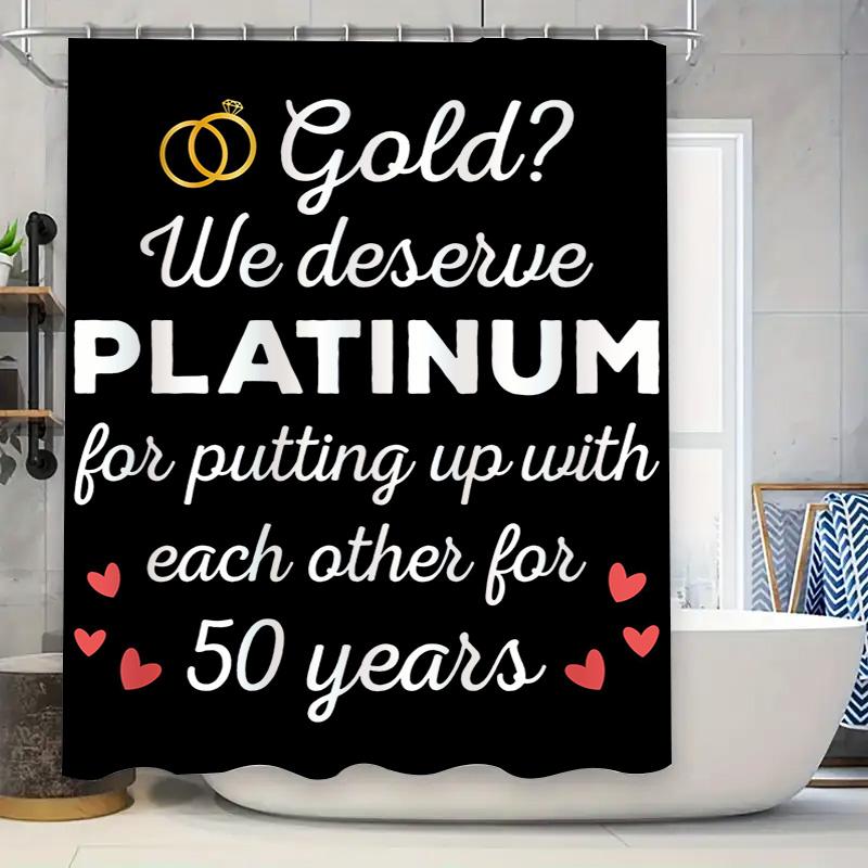

Platinum Shower Curtain: Celebrate Longevity With Gold-Free Elegance Romantic Decor For Bathrooms W60H190(CM)-1 Pcs