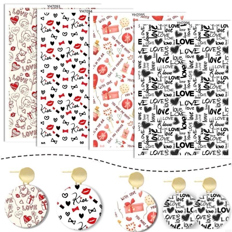 4Pcs Love Heart Transfer Paper for Clay Earring Water Soluble Transfer Paper A0KF