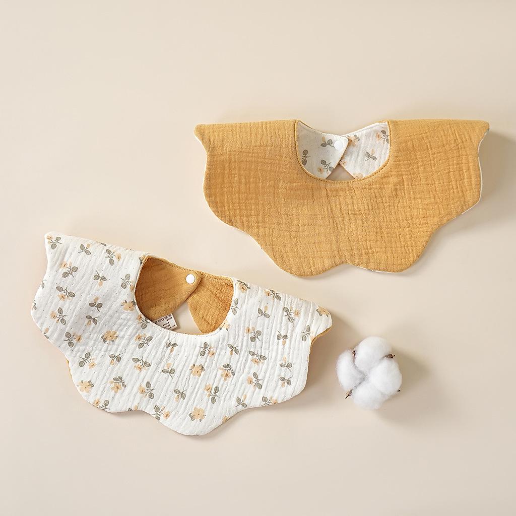 Pure Cotton Double-Sided Petal Baby Bib, 360° Flower Design for Spring & Summer