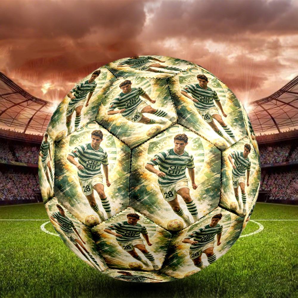 1pc Ronaldos Electric Moment Size 5 Football Soccer Balls, Competition Sport Football Indoor And Outdoor Training Ball.Q702027