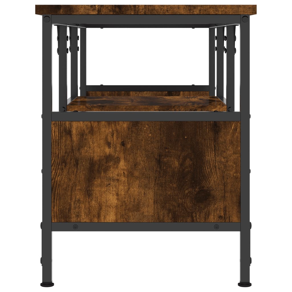 TV Cabinet Smoked Oak 100 x 35 x 45 cm Wood Based Material & Iron