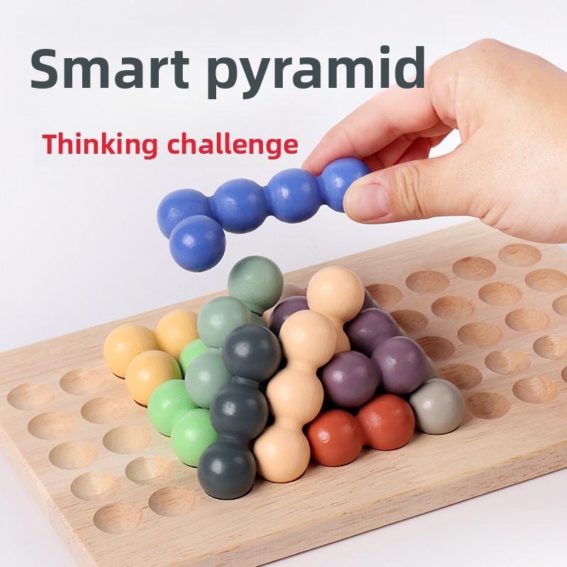 Educational Kids Wooden Brain Teaser Puzzle With Rainbow Bead Tracker For Gift