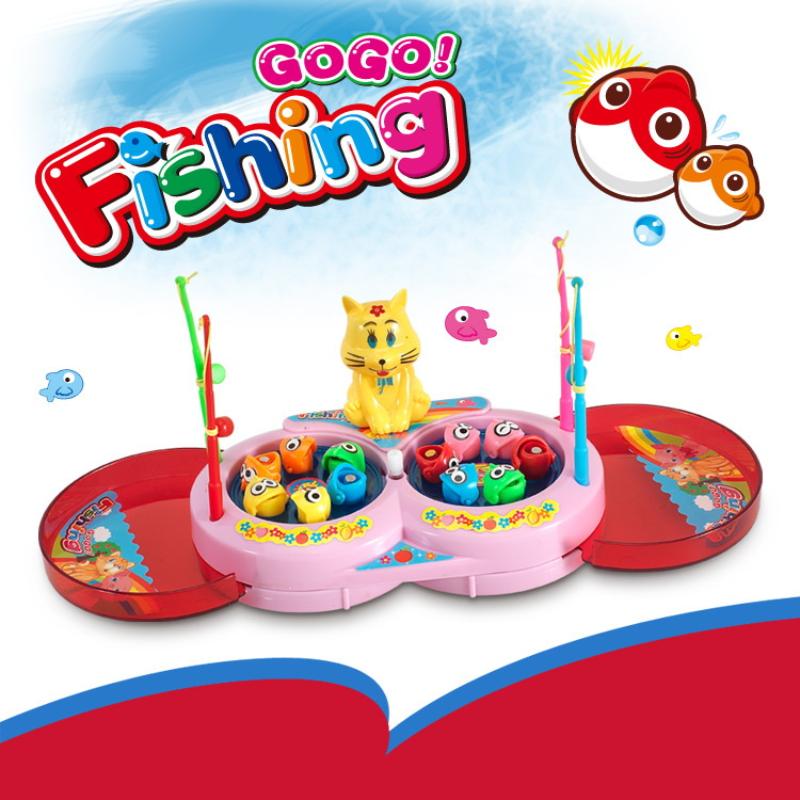 1 Set Kids Birthday Gifts Magnetic Small Fish Wind-up Clockwork Toys Mini Fishing Machine Parent-child Game