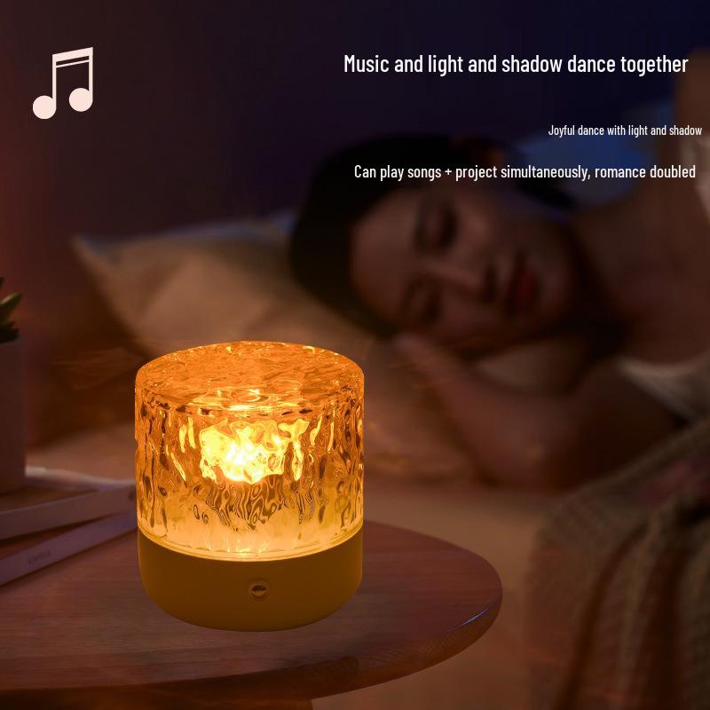 Rotating LED Ripple Atmosphere Lamp Speaker: Bedside Music & Night Light