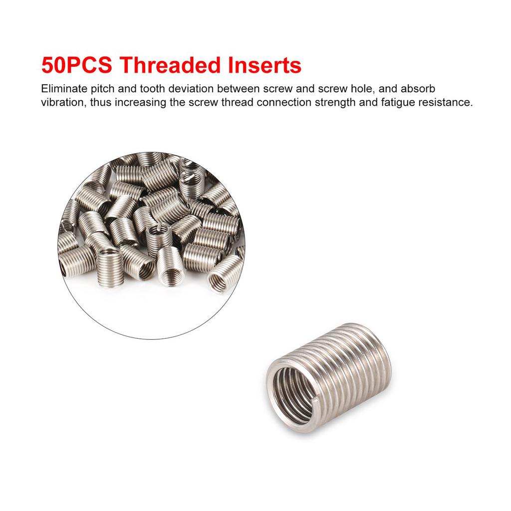 #2 100pcs Stainless Threaded Insert,M3 Stainless Steel Sheath Repair Insert Kit #2 100pcs Stainless Threaded Insert,M3 Stainless Steel Sheath Repair Insert Kit