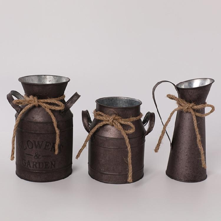 Metal Floral Holder, Durability Rusts Finish Country Holder Milk Can for Homes Gardening Flower Holder Decorations