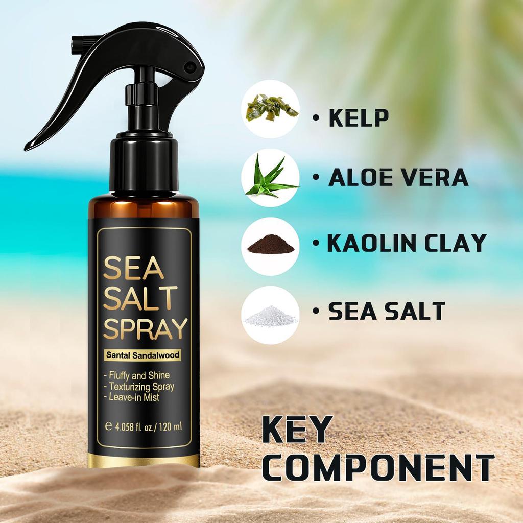 Sea Salt Spray-Soft For A Clean Look- And Shine And Texture-Gives A Light Hold And Low-Suitable For All Hair Types, 120ml