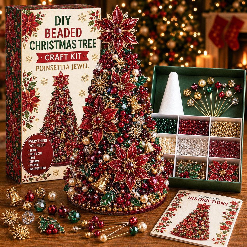 Weihnachten Halloween DIY Perlenbaum-Set Tischdeko Kleines Handwerk Weihnachtsbaum-Herstellungsset Festliche Perlenkunst Bastelzubehör