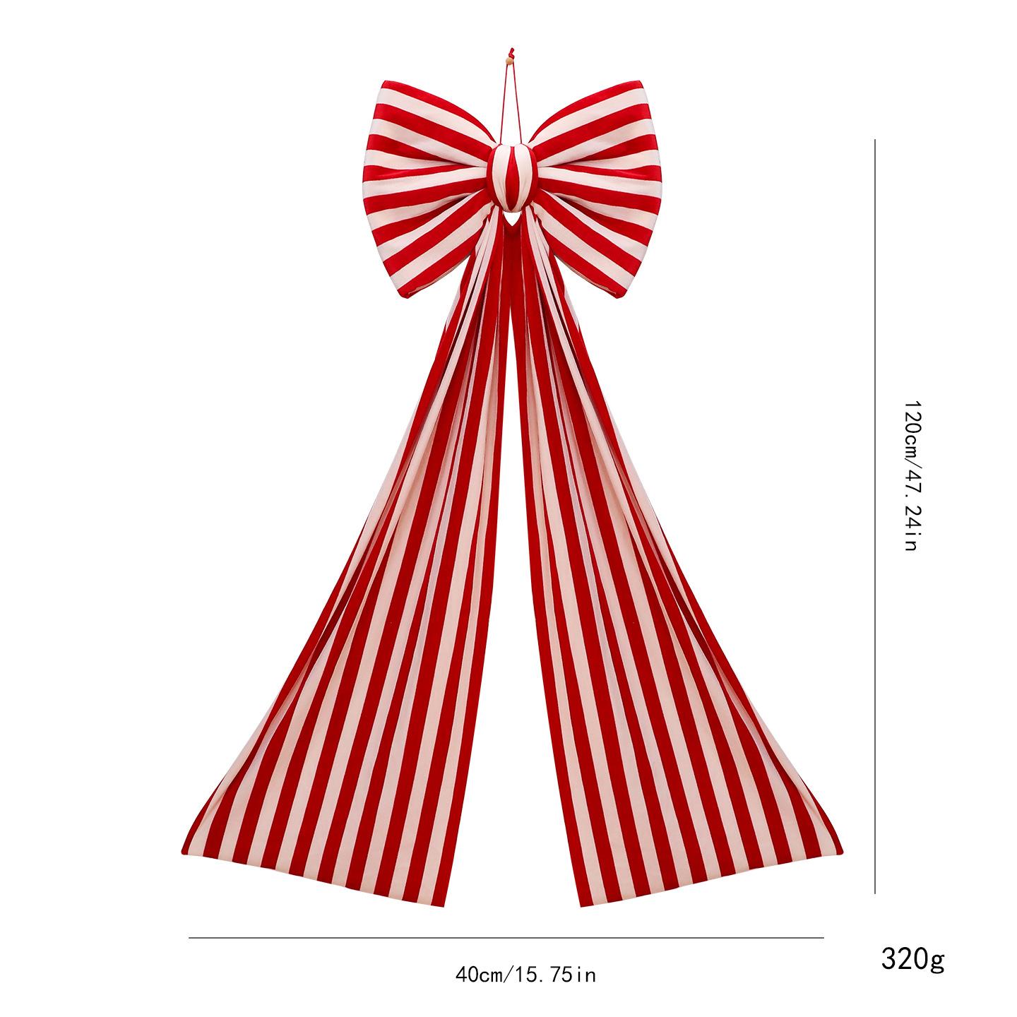 210cm Super Große Weihnachts-Schleifen Dekorationen Rot-Weiße Streifen Weihnachtsbaum Schleifenknoten Anhänger Schmuckstück für DIY Neujahr Heimdekoration Other red