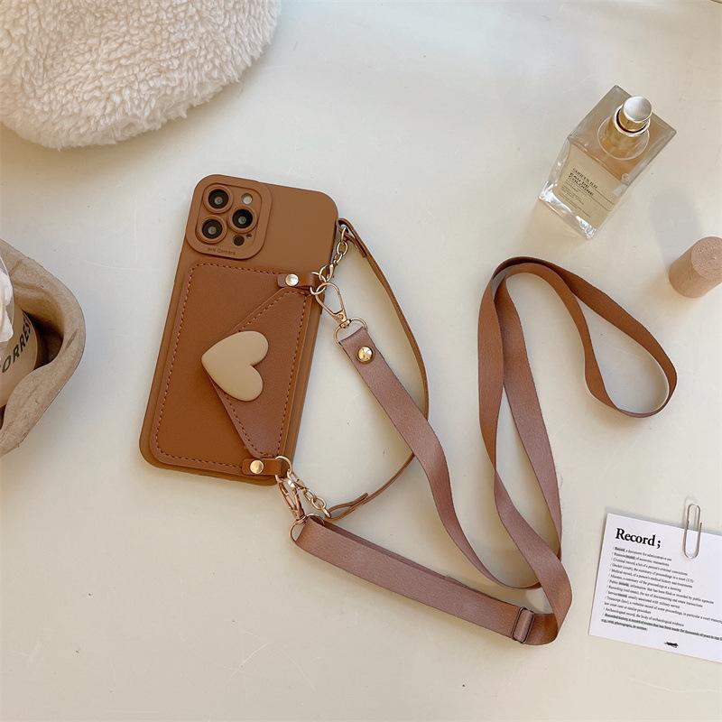 

Применимый чехол для мобильного телефона Apple 16 Card Bag 14pro Love IPhone 15 Messenger Rope 13 Internet Celebrity 12 Change Bag 11 Apple 16Pro