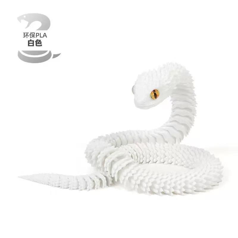 3D Printed Viper 8Cm Movable Joint Figurine Model - Realistic Animal Stress-Relieving Toy For Tabletop Display, Birthday Gift