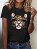 T-shirt d'été vintage pour femme avec imprimé léopard et graphique tigre, manches courtes, respirant, décontracté, col rond, vêtements pour femme