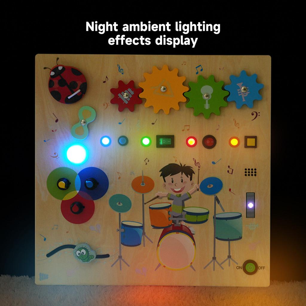 Learning Wooden Early Toy With Touching Drum And Lightup Features Children For