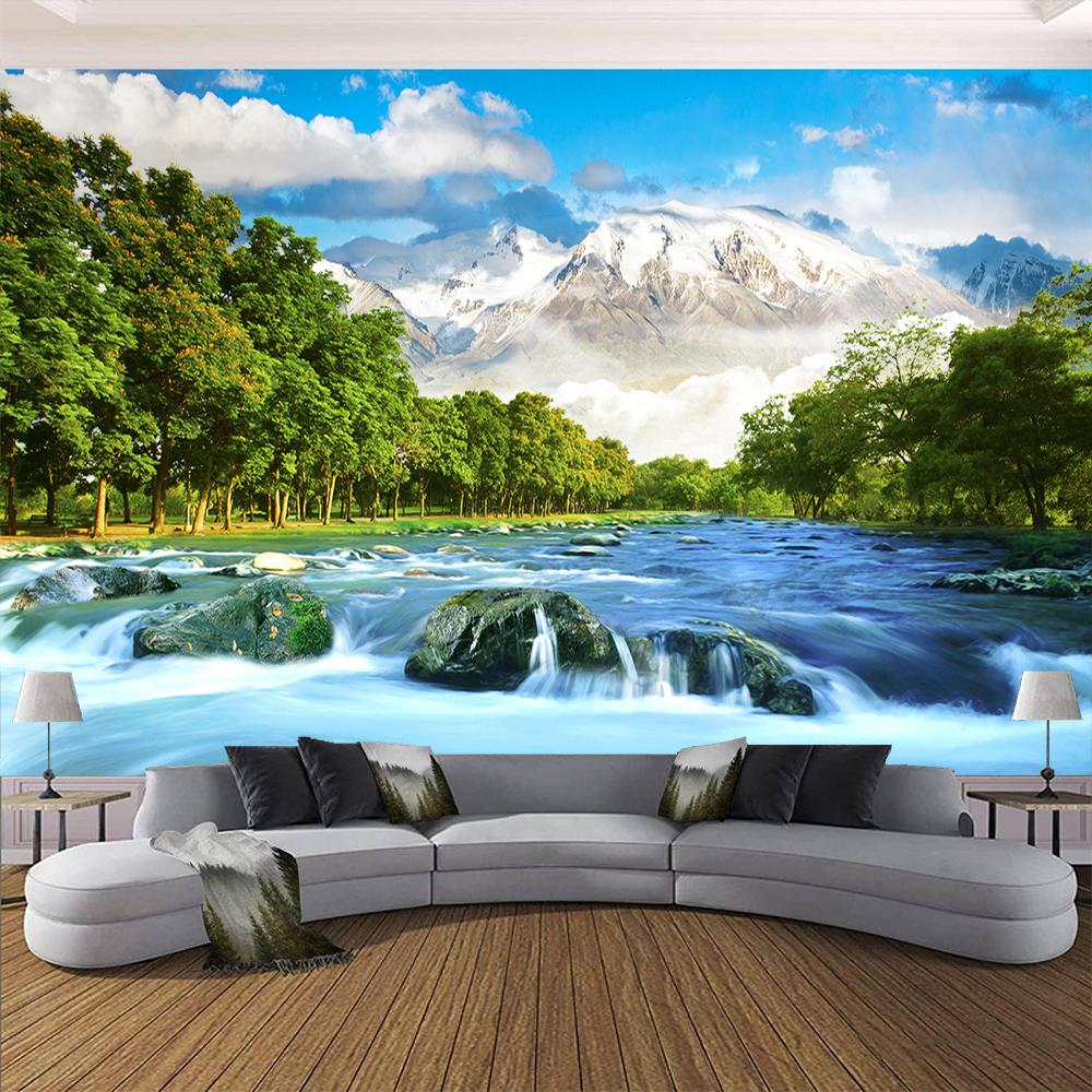 Pictură murală 3D Cascadă Pădure Copaci Tapet Living Dormitor Tapet Cascadă Decor Acasă