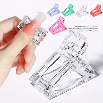 10pcs Acrylic Nail Clip Transparent Gel Quick Building Nail Tips Clips Fingernail Extension UV Clamps Manicure Art Builder Tools Set