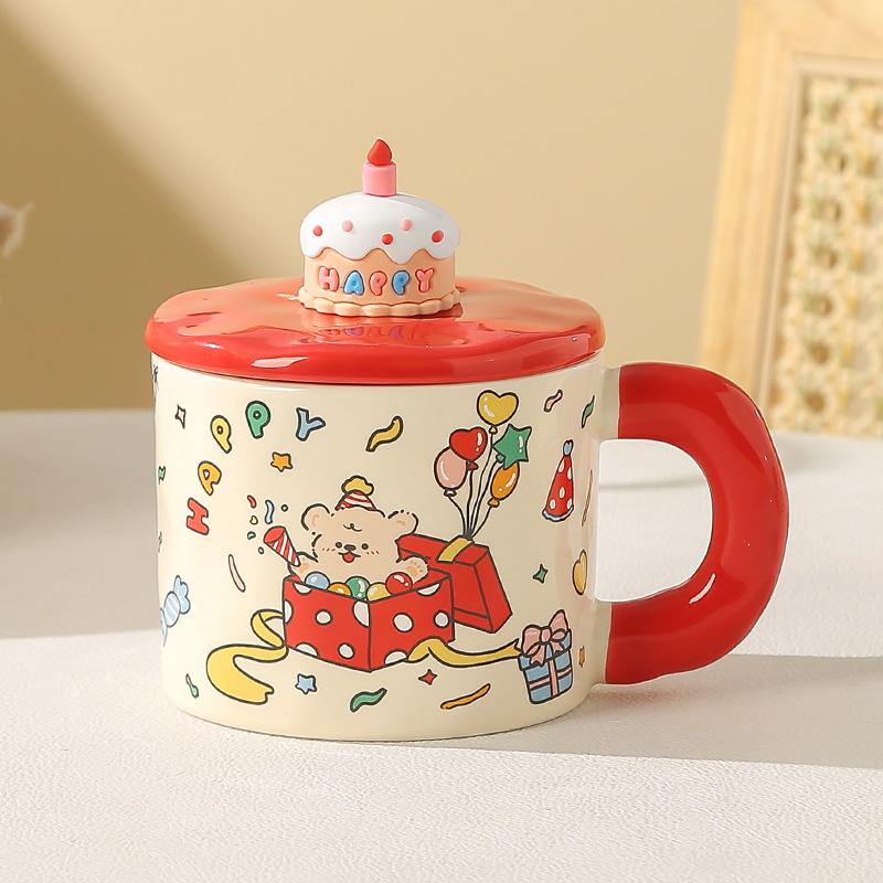 Birthday gift for girls mug high value souvenir water cup cartoon cake ceramic cup office cup