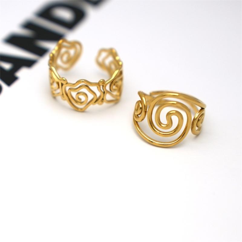 Elegant Swirl Designs 18K Gold Plated Stainless Steel Ring Jewelry For Women Accessory Finger Accessories