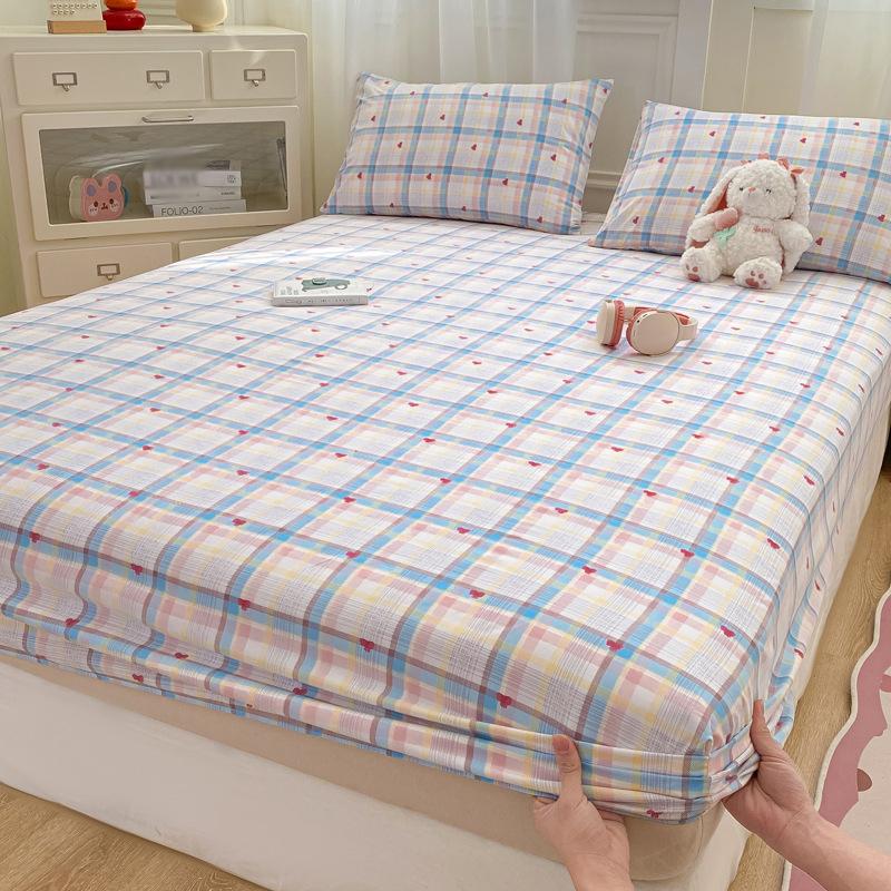 Baby Grade Pure Cotton Fitted Mattress Protector Fresh Washable Cotton Bed Sheet Full Set 3 Pieces Soft Breathable Durable Bed Cover
