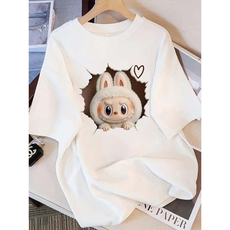 Kreslená grafika Dětské Dospělé Labubu Tištěné Tričko Léto Pánská a Dámská Móda Outdoor Dívka Tričko s Krátkým Rukávem Top Pulovr