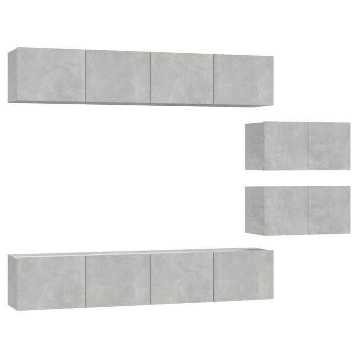 VidaXL TV Unit Set 6 Pcs Concrete Grey Engineered Wood 3114601