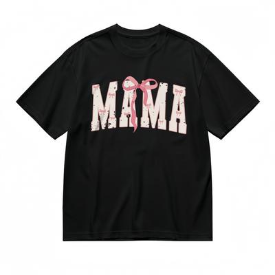 Damenmode Weiches Bequemes Klassisches T-Shirt Distressed Mama Schleife Baumwoll-Tee