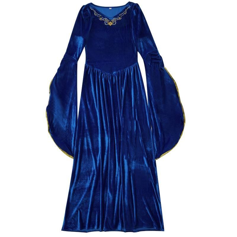 Retro Court Ball Trumpet Sleeve Dress Role Playing Queen Halloween Costume For Adults And Teens